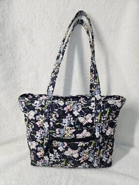 Vera Bradley Navy Bloom Bloom Butterfly Tote Bag